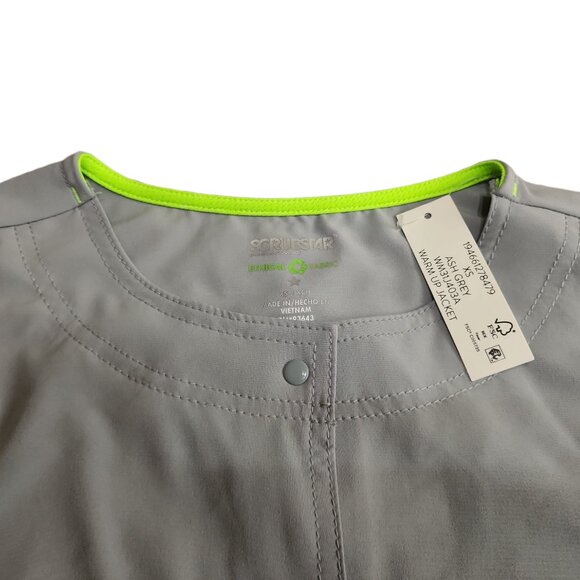 Scrubstar Womens Warm Up Premium Scrub Top Jacket Snap Front Stretch Ash Grey - Picture 4 of 7